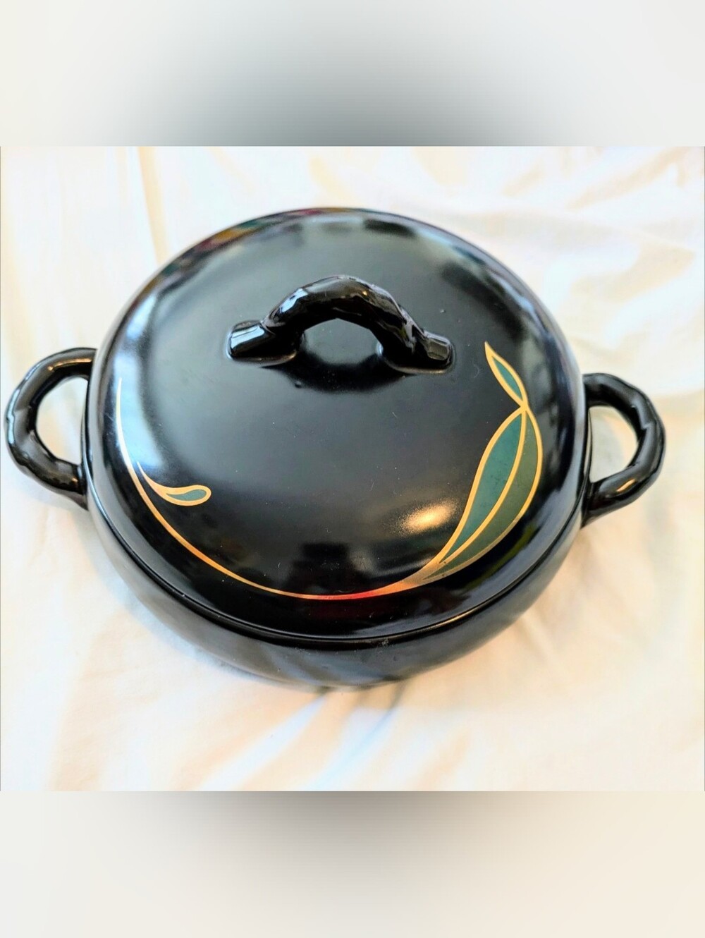 Vintage Hall China Covered Casserole Dish Black ceramic serving dish